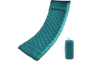 SHANNA Camping Sleeping Pad with Pillow: Extra Thick 12cm Ultra-Light Self Inflating Air Mat, Lightweight Compact Inflatable Sleep Mattress with Built-in Pump Ultimate for Camping, Hiking (Peacock Blue)