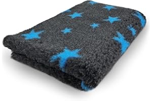 Topmast Tapis de Chien Antidérapant 100x75 cm Stars, Anthracite et Bleu, Lavable en Machine pour Chiens et Chiots (Moyen)