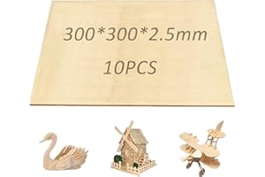 OUCONGK 10 Piezas Tablero Madera 300 x 300 x 2.5 mm, Tilo Tablero, Hojas de Madera de Balsa, Madera Manualidades, Madera Balsa, Maderas Manualidades, Madera Contrachapado, para Grabado en Madera, Manualidades