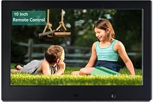 YOUYU Digital Photo Frame 10.1 Inch with Remote Control, IPS HD Digital Picture Frame with Music/Video Player/Calendar/Alarm, Digital Photo Frame Sd Card with USB Port, Gifts for Elders，Black