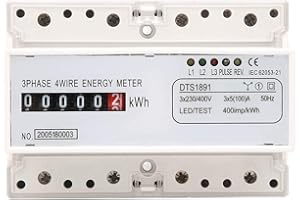 TOWEBOORY Stromzähler Hutschiene 3-Phasen-Anzeige, DIN-Schienen-Stromzähler 230/400V 5-100A 35mm Hutschiene Drehstromzähler Stromzähler 3 Phasen 4-Draht für Din Hutschiene Zwischenzähler