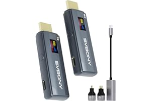 Svbony TransAir1 HDMI Wireless 4k, 1080P@60Hz, Portata 80M, Display a Colori OLED, 2.4G/5G 9 Canali, Plug and Play, Ritardo di 0,06 secondi per Laptop/PC/TV Box/Proiettore(No Gaming)