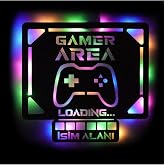 Led Işıklı Kişiselleştirilebilir Tablo Gamer Area Dekoratif Gece Lambası &Ccedil;ok Renkli 40 cm