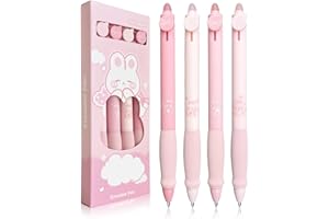 Linkgood Radierbarer Kugelschreiber, 4 Stück Tintenroller Radierbar, 0,5mm Blau Kugelschreiber, Radierbare Stifte Set, Radierbarer Gelschreiber für Kinder Geschenk, Erwachsene Bürobedarf (Rosa)