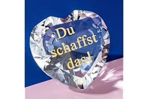 ERWEI Diamant Geschenk aus Kristall mit Text Du Schaffst Das! Glücksstein Glücksbringer für Familie Freunde Mutmacher Geschenk