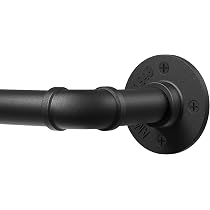 DEFYNEE Bastone per Tende Nero, Bastone per Tende Industriale da 80 a 218 cm, Montaggio a Soffitto, Diametro 25 mm, Bastone per Tende Estensibile per Terrazza