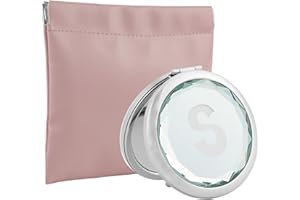 LVJKES Lvjke Specchietto da borsetta, Pieghevole specchietto da borsa con funzione di ingrandimento, Cristallo scintillante specchio rotondo a doppia faccia, Con custodia in PU, Adatto a donne e ragazze (S)