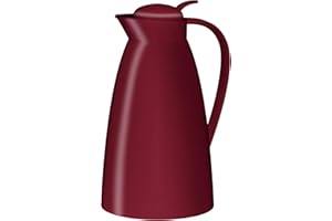 alfi ECO 1,0l, ruby red, Isolierkanne mit hygienischem Hartglaseinsatz aus Kunststoff, Drehverschluss mit bequemer Drucktaste, Ausgießen mit einer Hand, ideal als Kaffeekanne, Teekanne, BPA-frei