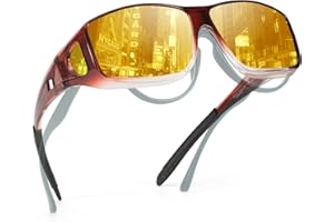 TJUTR Night Driving Glasses for Men Women,Anti Glare Night Driving Glasses,Wrap-Around,Glare Guard Fit Over Glasses