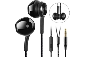 GUUVOR Kopfhörer,In-Ear-Kopfhörer mit Drahtmikrofon,Magnetische Sport-Ohrhörer,Schalldämmung,Kraftvoller Bass,Kopfhörer mit 3,5-mm-Klinkenanschluss-Schwarz