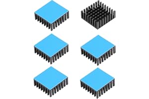 Awxlumv 6pcs Small Heatsink 25x25x10mm / 0.98x0.98x0.39inch Aluminum Heat sink Cooler Radiator with Thermal Conductive Double Sided Tape Cooling for ASUS ROG Ally GPU IC Chips (25mmx25mmx10mm, Black)