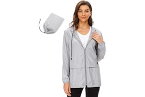 Durio Veste de pluie légère pour femme - Imperméable - Respirante - Pliable - Coupe-vent - Avec capuche - Veste softshell - Veste de cyclisme