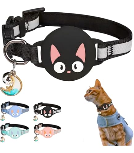 Kattenhalsband Airtag, geïntegreerde kattenhalsband Airtag, waterdicht, reflecterende kattenhalsband met afneembare veiligheidsgesp en elastisch elastiek voor kittens en kleine hond (blauw S