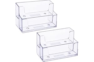 TATUO 2 Packung Klarer Visitenkartenhalter 2 Tiers Plastikkartenständer Organizer Kartenhalter Display für Haus Büro, 120 Karten Kapazität