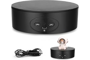 TLPEMN Plataforma Giratoria Eléctrica, 13CM y 5KG Soporte de Exhibición Automático, 360° con Bajo Nivel de Ruido y Dirección, Velocidad Ajustable Base Giratoria Eléctrica para Productos Digitales