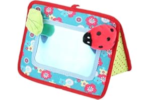 Tnfeeon Crib and Floor Activity Mirror Toy, Safe Beetles Ring-Down Baby Cognitive Mirror Stroller Hanging Toy