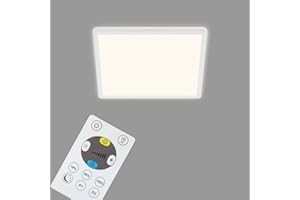 BRILONER Leuchten - LED Panel, Deckenleuchte dimmbar, Deckenlampe mit Backlight, inkl. Fernbedienung, 18 Watt, 2400 Lumen, Weiß, 293x293x28mm (LxBxH)