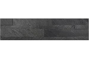 IZODEKOR Revêtement mural en pierre véritable : Panneaux muraux en ardoise fine effet pierre noire
