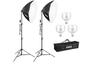 FGen Softbox Fotostudio Set, 135W 5500K Achteckiges Fotolicht Fotolampe, 70cm Beleuchtung für Fotostudios mit E27 Sockel und 2M Verstellbare Lichtstative für Studio-Porträts, Produktfotografie