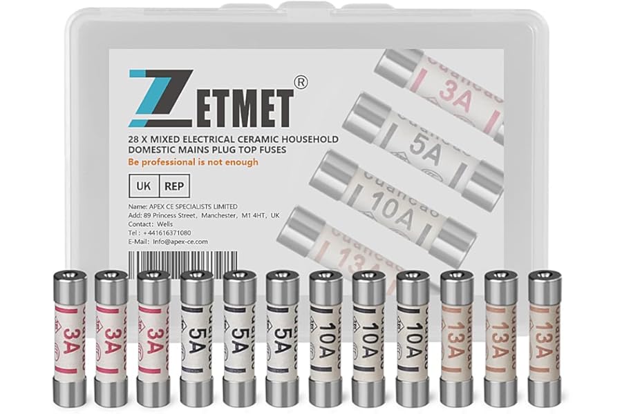 28 x Mixed BS1362 Electrical Ceramic Household Domestic Mains Plug Top Fuses 3Amp 5Amp 10Amp 13Amp