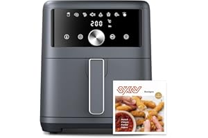 INNSKY Friggitrice ad Aria Calda 6L, Air Fryer Design Compatto e Digitale, 8 Programmi, Cottura Silenziosa a 360° per Friggere, Arrostire e Cuocere, Facile da Pulire, Per Famiglie (3-6 Persone), 1500W