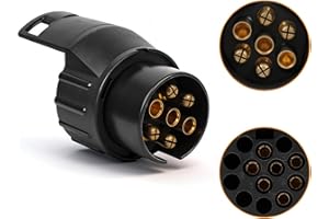 Qiping 7/13 Adaptateur Prise Remorque 7 vers 13 Broches Connecteur Fiche Attelage 7 Pole a 13 Pin pour Remorque de Voiture, Tracteur, Caravane, Porte-vélo