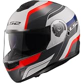 LS2 STROBE 2 Monza Siyah-Beyaz-Kırmızı Kask, ECE 22.06 P/J Sertifikalı &Ccedil;ene A&ccedil;ılır Mod&uuml;ler Kask, KPA Kabuk, Dahili G&uuml;neş Viz&ouml;