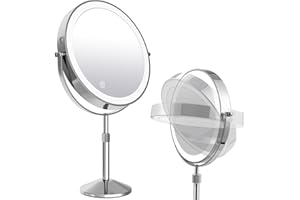 TUSHENGTU Makeup Mirror with Lights and 10x Magnifying LED Rechargeable, 360° Rotating Adjustment,Vanity Swivel Mirror 3 Colors