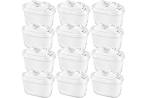 ISINLIVE 12 Pack Replacement Water Filter Cartridges Compatible with Brita Maxtra+ Jug, Brita Style, Mavea Elemaris XL Water Tank, 4 Layers Filtration