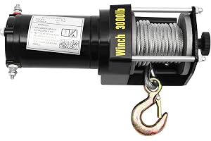 Elektrisk vinsch, 3000 pund motorvinsch 12 V DC elvinsch med kabelansluten styrning, elektrisk vinsch vinsch med 6 m ståltråd