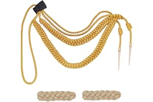 WEBEEDY Épaulettes Doré Aiguillette Cordon D'Épaule Traditionnel Tressé Militaire Épaule Badge pour Uniforme Cosplay Costume DIY Vêtements Décoration Accessoires Or