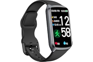 Amzhero Fitness Tracker 25+ Sports Models, 14 Days Standby, 24/7 Heart Rate, SpO2, Blood Pressure, Pedometer, 5ATM Waterproof Smartwatch Watch for Women/Men, Android/iOS