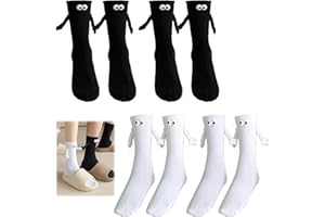 PEACEKING 4 pares de calcetines magnéticos para parejas blanco y negro, calcetines que se sostienen la mano, conexión magnética para las manos, ideales para regalos y uso diario, talla única (EU36-44), Color