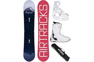AIRTRACKS Snowboard Set Pack Planche Day & Night Hybrid Rocker + Fixations Master W + Chaussures + SB Sac 138 144 148 154 cm