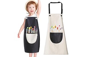 TADPOLEZ 2 Piezas Niños Delantales Con Bolsillo,Niñas Niñito Delantal Infantil Pintura Delantal De Cocina Cocinero Ajustable Infantil Delantal De Chef Para Pintura Artística, Cocinar, Hornear(7-13 Años)