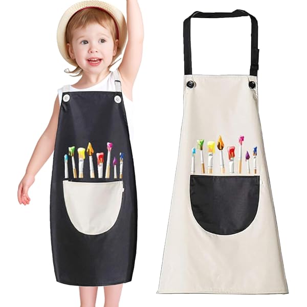 2 Tabliers Enfants Easykeenecom - 2 Poches Réglables 46x62 Cm - Pour Cuisine, Peinture, BBQ
