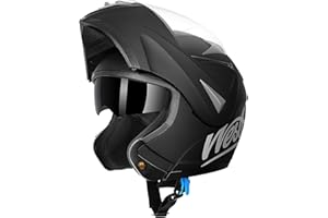 Westt Casco de Moto con certificación ECE 22.06 Casco Modular para Mujer y Hombre Casco Integral con Doble Visor para‌ Chopper, ciclomotor Scooter, Tallas S-XL, Negro Mate, XL (59-61 cm)
