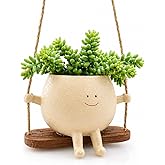 Hanging Plant Pots, Hanging Head Pot, Swing Face Pot, Cute Smiley Face Planter and Swing, Wall Decor for Indoor, Balcony and