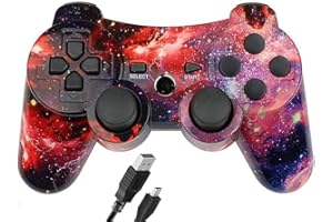 CHENGDAO Mando Inalámbrico para PS3 Bluetooth Gamepad Controlador Doble vibración Six-Axis Mando Joystick para Playstation 3(Galaxia)