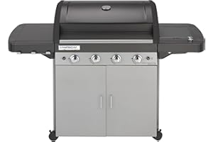 Campingaz 4 Series Classic LS Plus Barbacoa a gas, 4 quemadores de acero Inoxidable, 12.8kW, Sistema de limpieza InstaClean, 4 Ruedas, Color Negro, Gris, 160 x 59.8 x 115.6 cm