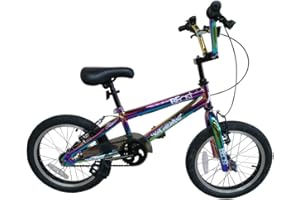 XN Beast Neo-Chrome 16" Kids Freestyle BMX Bike, Single Speed - Jet Fuel Oil Slick Finish