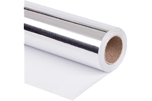RUSPEPA Papier D'Emballage Métallisé Argenté - Papier De Couleur Unie, Idéal Pour Les Cadeaux De Mariage, Anniversaire, Noël Et Baby Show - 76 CM X 10 M