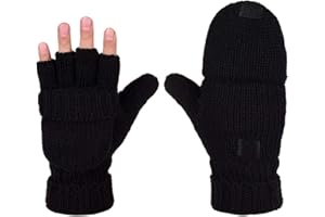 HJKIOPC Invernali Guanti enza Dita Caldo a Maglia Unisex Guanti Senza Dita termici a mezze dita,Guanti da Ciclismo Running, Golf, Equitazione -convertibili con coperchio a patta per interni ed esterni