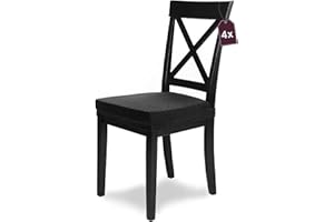 SH SCHEFFLER-HOME LIVE HOMESTYLE SCHEFFLER-Home 4 Fundas Sillas de Comedor Elásticas Luna – Elegantes Fundas Sillas Ajustables – Franela Fundas para Sillas con Banda Elástica, Negro