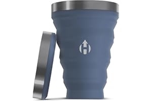 HYDAWAY Collapsible Pint - 16 oz, Silicone & Steel Rim I Collapsible Cup for Beer, Water & Soda, Portable Drinking Cup for Party, Camping, Backpacking & Hiking, Folding Travel Cups Collapse to 1-inch