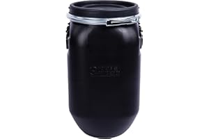 DUST COMMANDER PE30 - Barrel/Drum 30 Litres | BLACK | Open Top | Total Opening | with Lid and Latch Ring