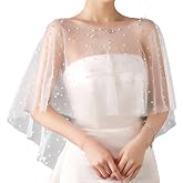 NICENEEDED Wedding Bridal Shawl, Faux Pearl White Capes, Evening Dress Accessories, Shawl and Prom Party for Women