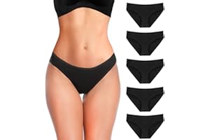 YADIFEN Womens Underwear Cotton Knickers Low Rise Stretchy Panties Full Bikini Briefs Ladies Black Multipacks Hipster Pants