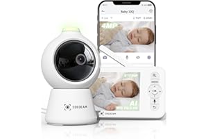 COCOCAM 2K 4MP AI Baby Monitor Video e Audio con 5" LCD, 2,4G/5GHZ WiFi, Rilevamento Volto Coperto, Album Temporale Intelligente, Tracciamento Automatico, Rilevamento Grido, Crittografia AES