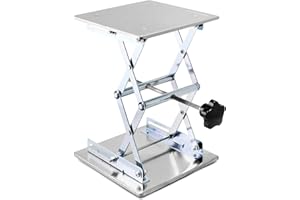 QWORK® Table Élévatrice de Laboratoire, 200 x 200mm Plateforme Elevatrice a Ciseaux en Acier Inoxydable pour Expériences de Laboratoire Charge Maximale 15KG